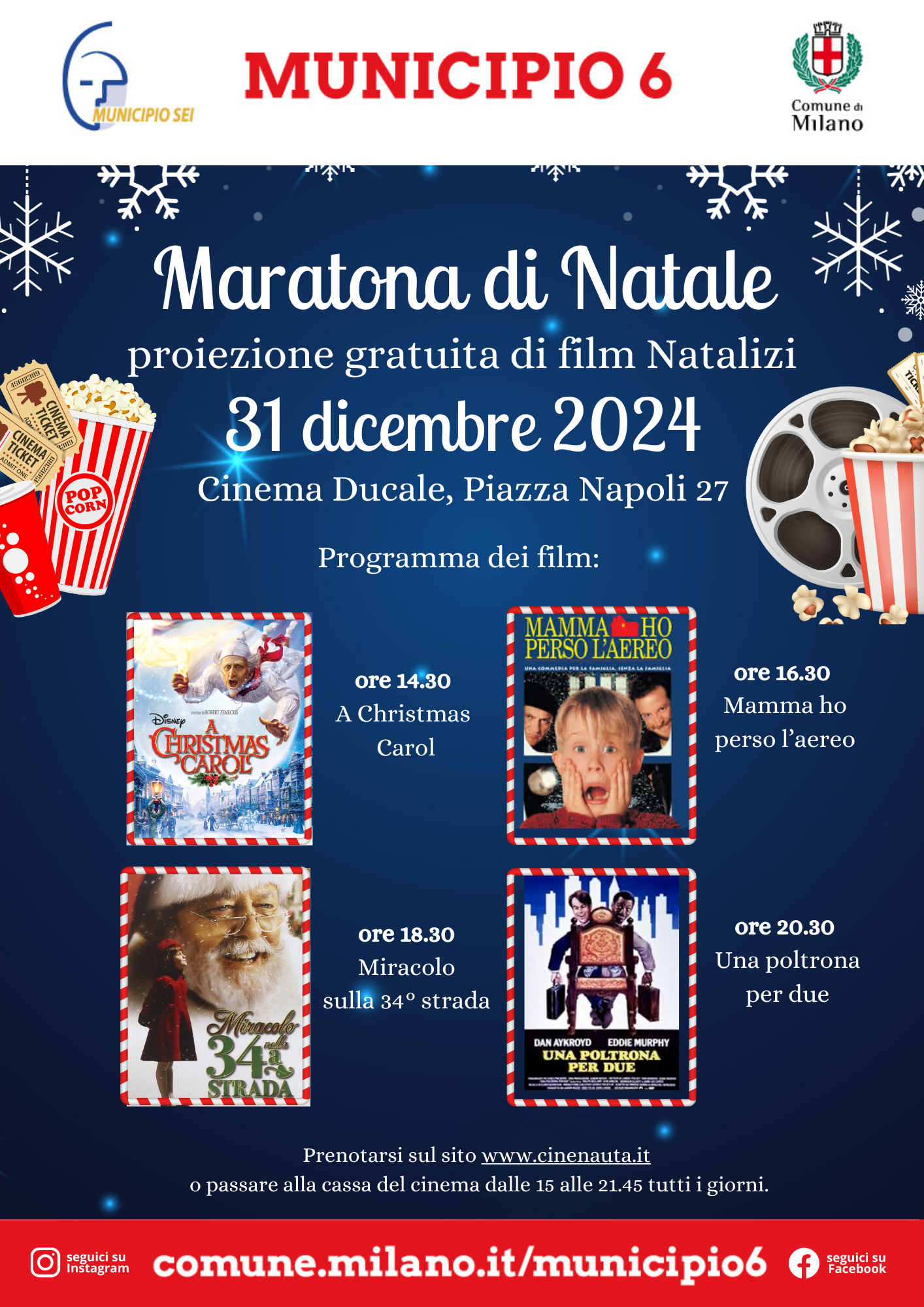 MARATONA DI NATALE 31 DICEMBRE 2024 Cinema Arcobaleno e Ducale Milano